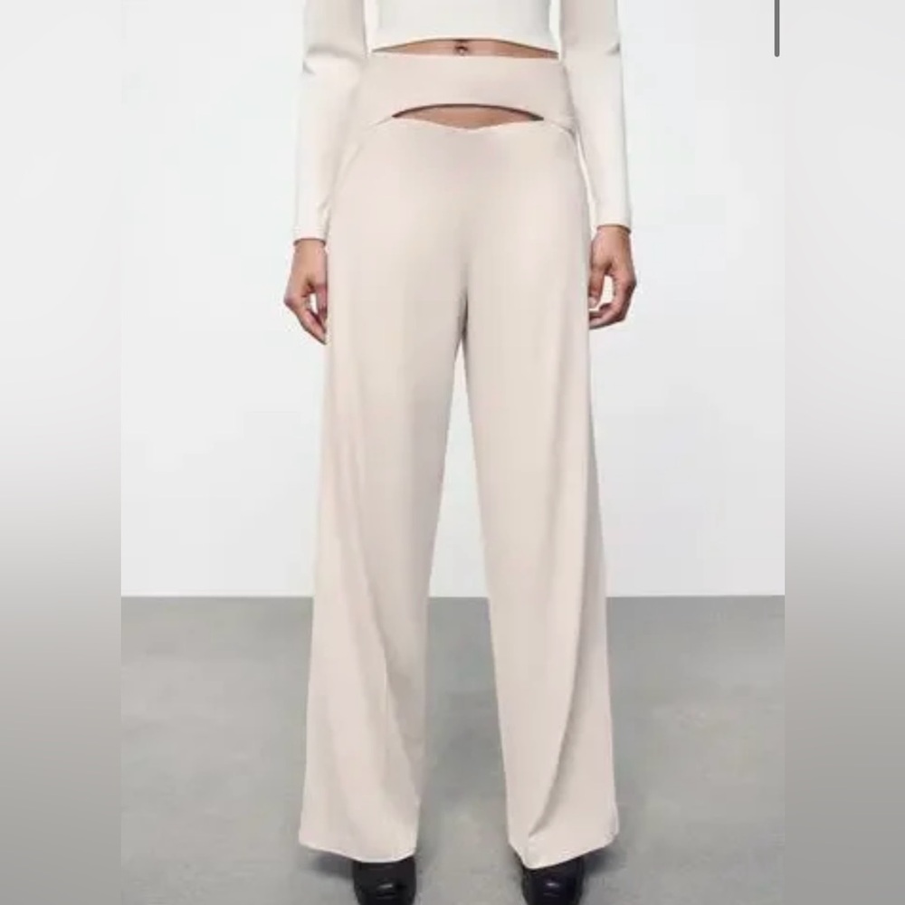 Zara Cream Wide Leg Women's Pants
